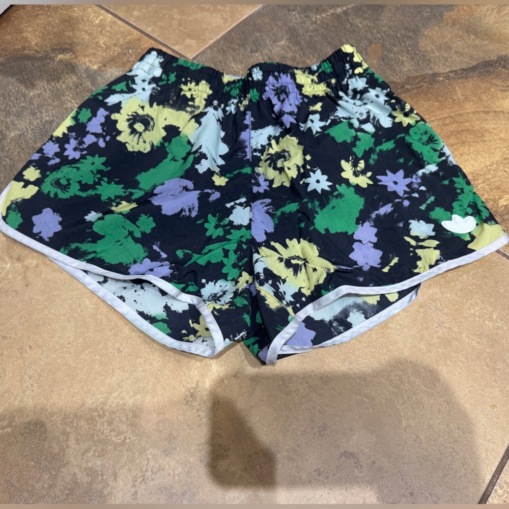 Adidas Floral Print Shorts with Black and White Accents